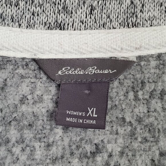 Eddie Bauer Womens XL Gray Henley Snap Button Fleece Lined Pullover Sweater - Picture 4 of 11